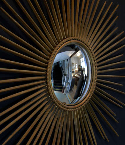 Mid Century Sun Burst Convex Mirror