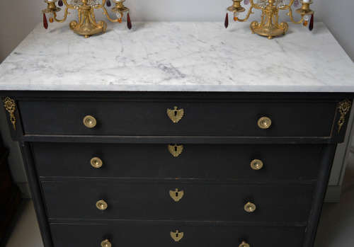 19th Century Empire Marble top Commode