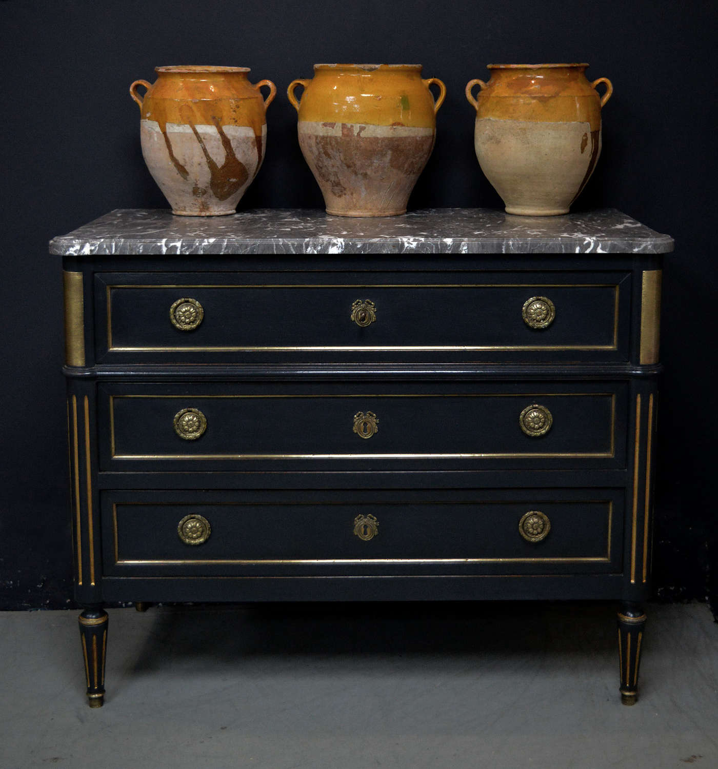 19th Century Louis XVI style 3 drawer commode