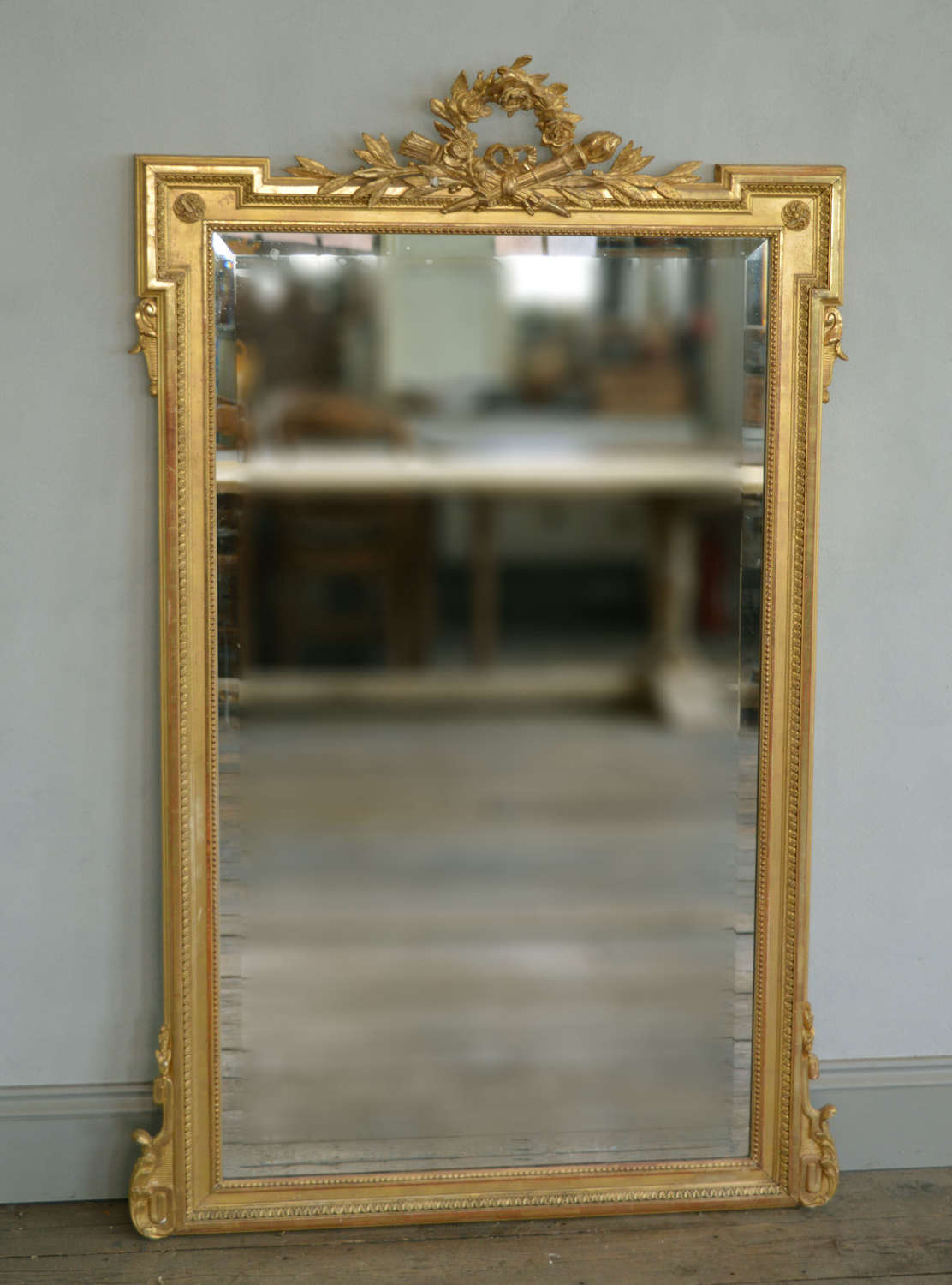 Large Louis XVI style 19th Century Gilt Mirror