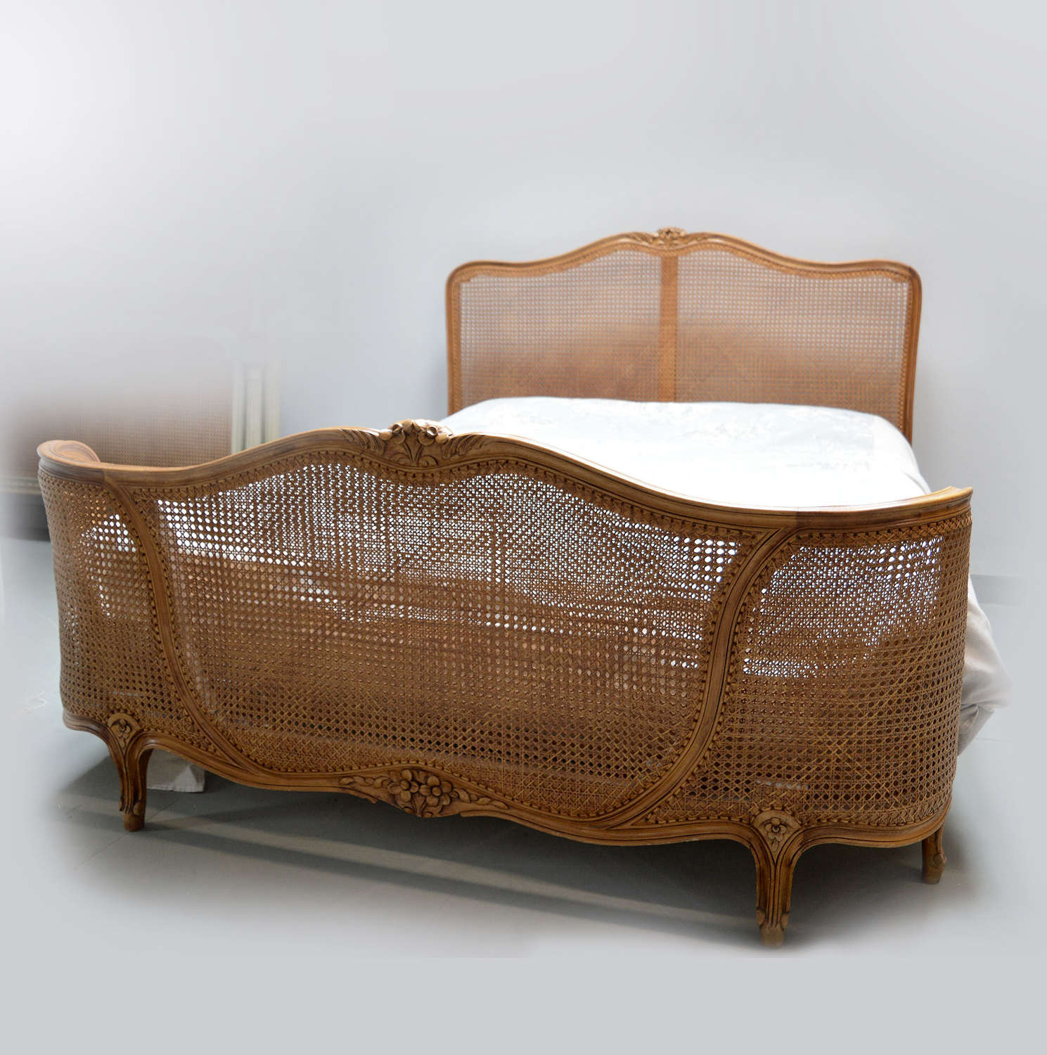 King-size Louis XV style cane bedstead