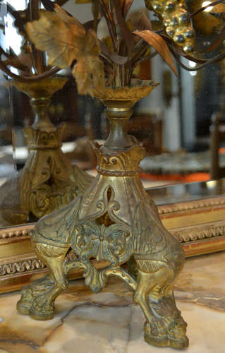 Tall 19thC Ecclesiastical Gilt Bronze 7 arm Candlesticks