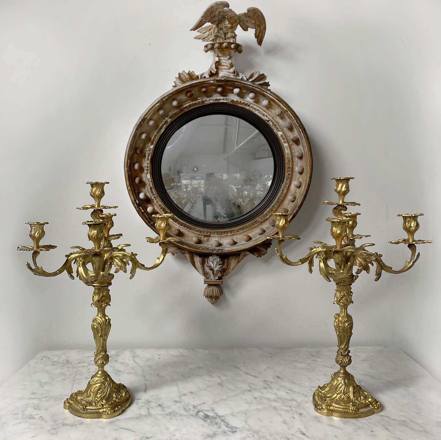 Pair of late 19th Century Louis XV style gilt bronze candelabra