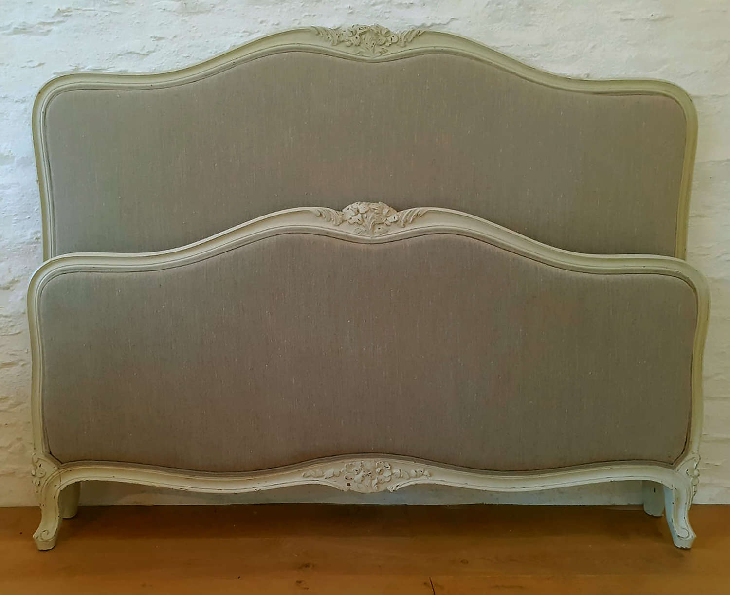 King size Louis XV style upholstered bedstead