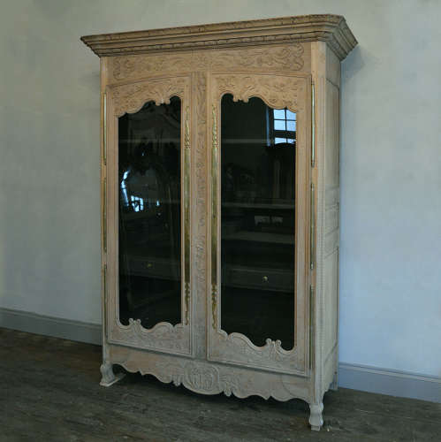 19th Century Glazed Norman Oak Armoire