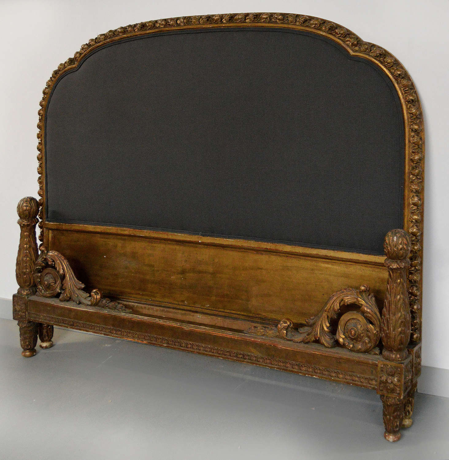 King size Louis XVI style upholstered bedstead