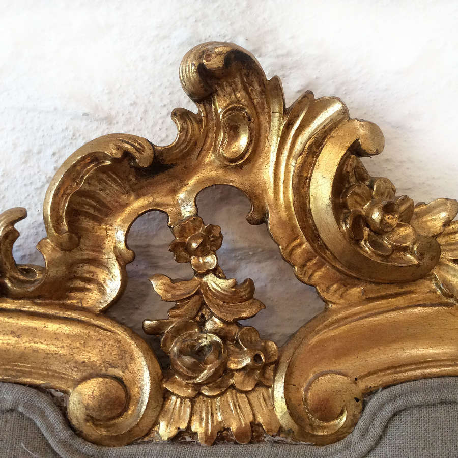 Large King size Louis XV gilt frame upholstered bed