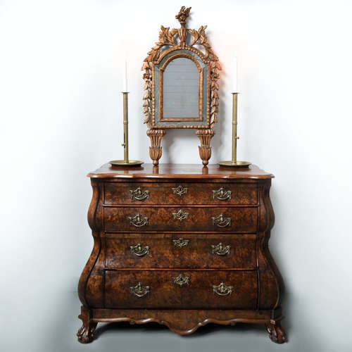 18th Century Burr Walnut Dutch Bombe Commode