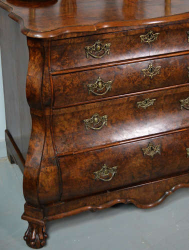 18th Century Burr Walnut Dutch Bombe Commode