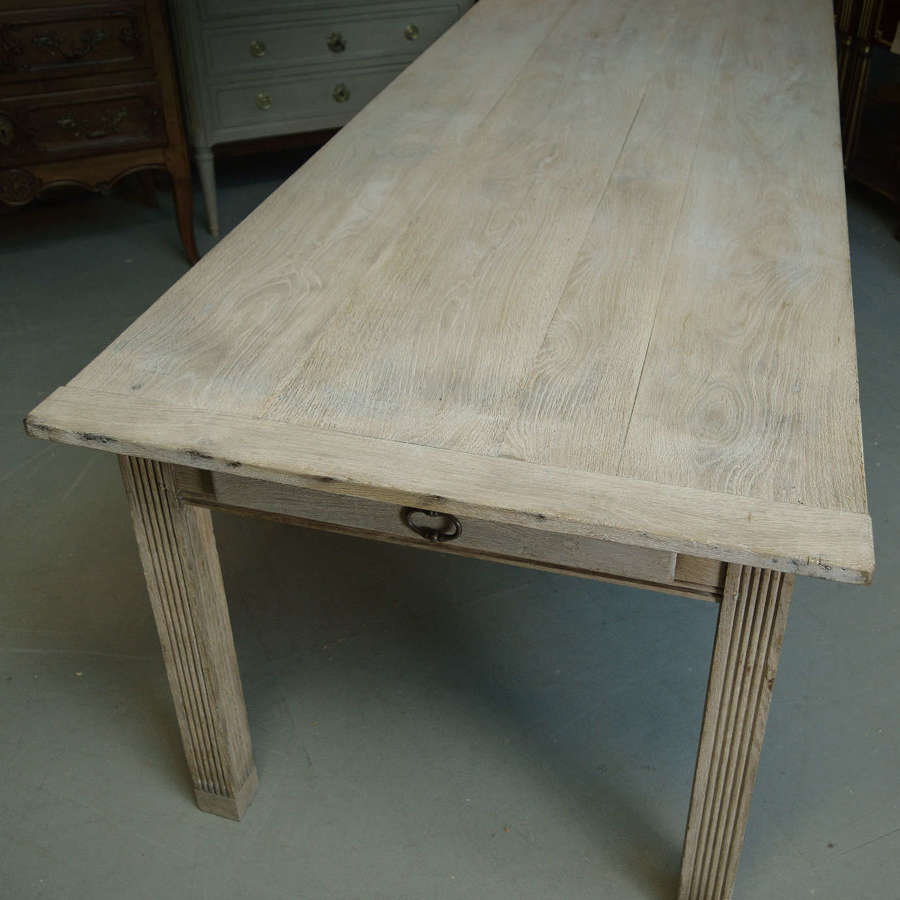 Late 19thC large Oak French kitchen scrubbed prep table