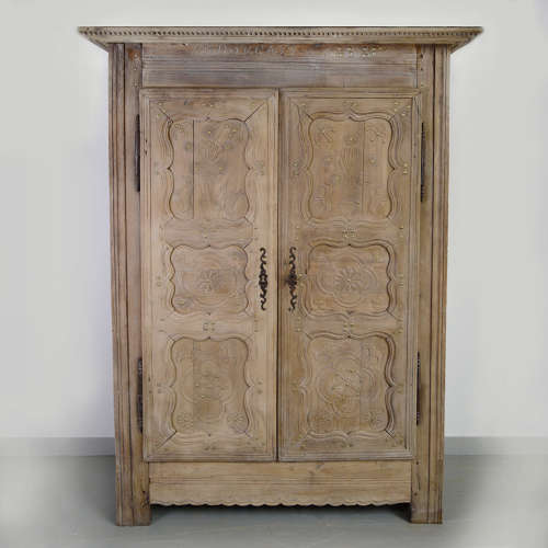 Early 19thC Breton Folk Carved Armoire