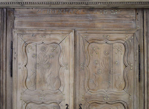 Early 19thC Breton Folk Carved Armoire