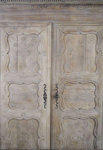 Early 19thC Breton Folk Carved Armoire
