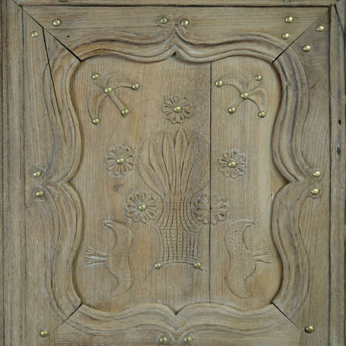 Early 19thC Breton Folk Carved Armoire