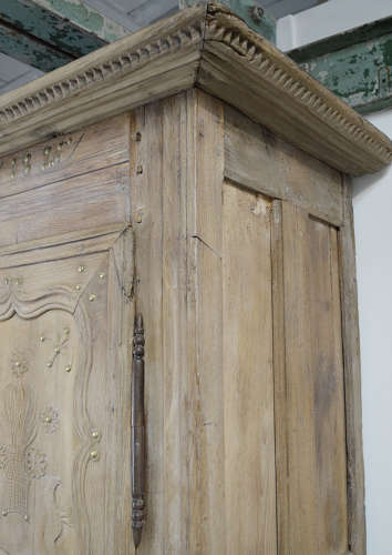 Early 19thC Breton Folk Carved Armoire