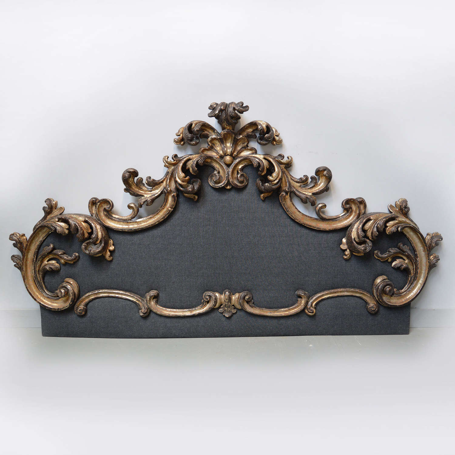 Large Italian baroque style giltwood headboard