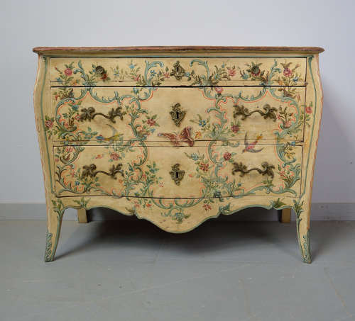 18th Century Italian Hand Painted Louis XV commode