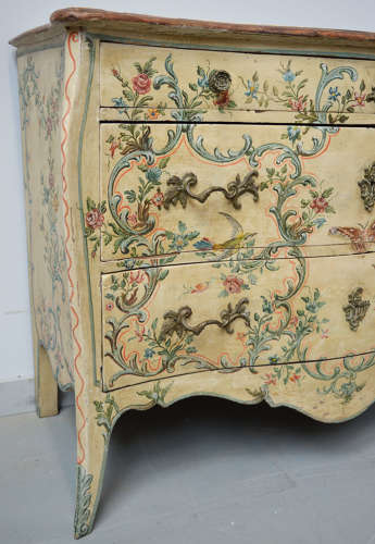 18th Century Italian Hand Painted Louis XV commode