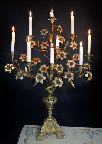 Pair of 19th Century gilt bronze candelabra