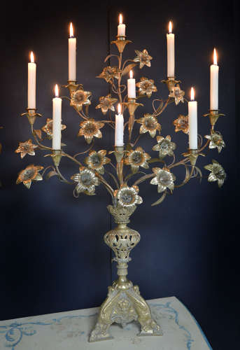 Pair of 19th Century gilt bronze candelabra