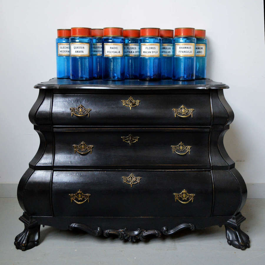 19th Century Dutch bombe commode in black