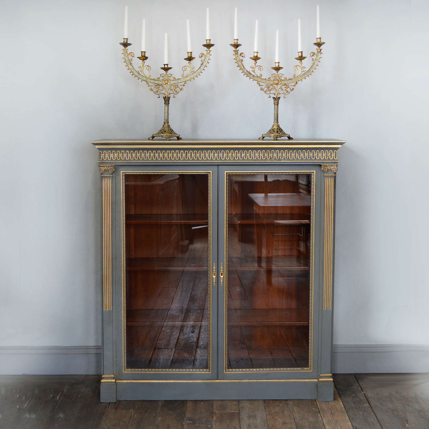 Louis XVI style glazed library bookcase