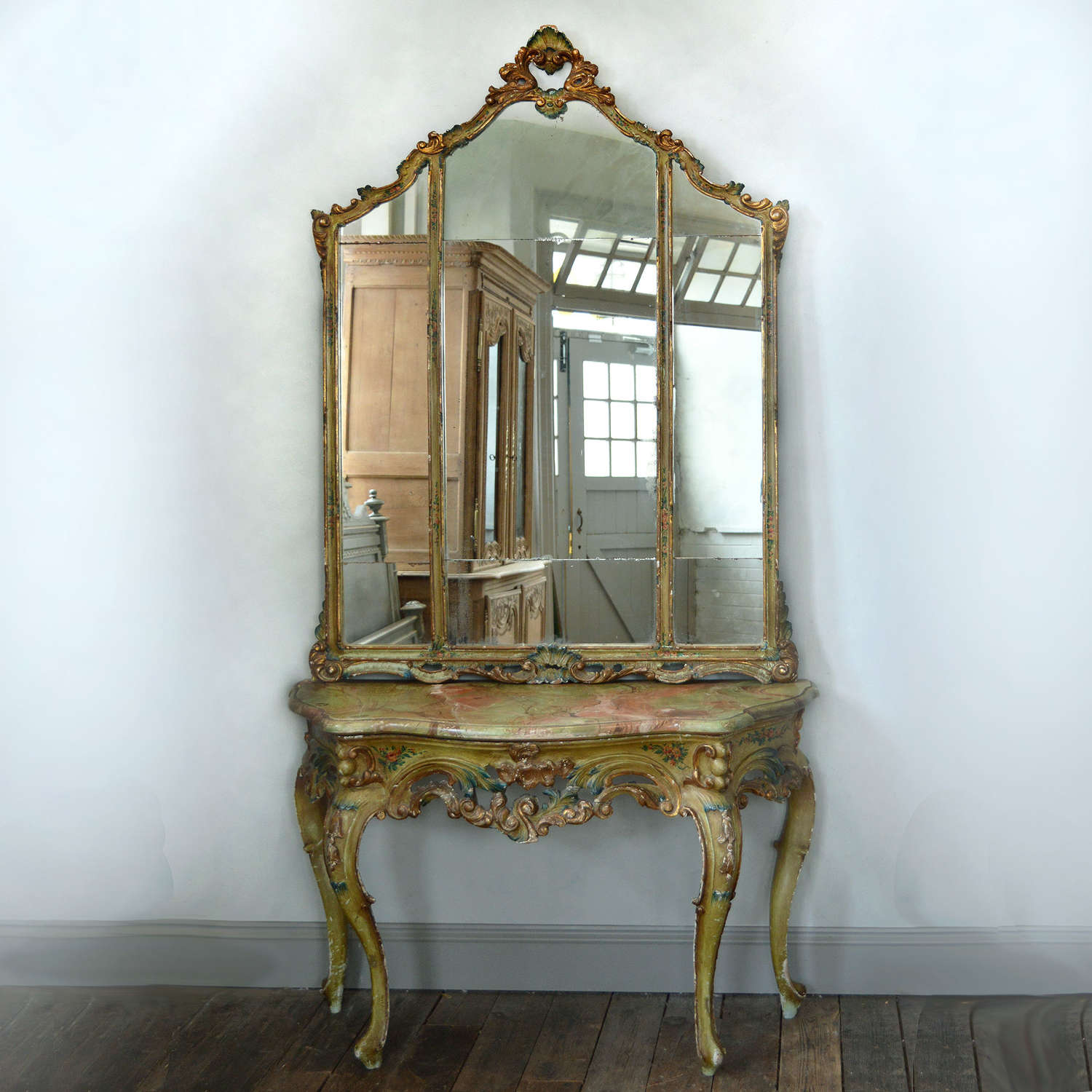 Large 19th Century Venetian painted Console & mirror
