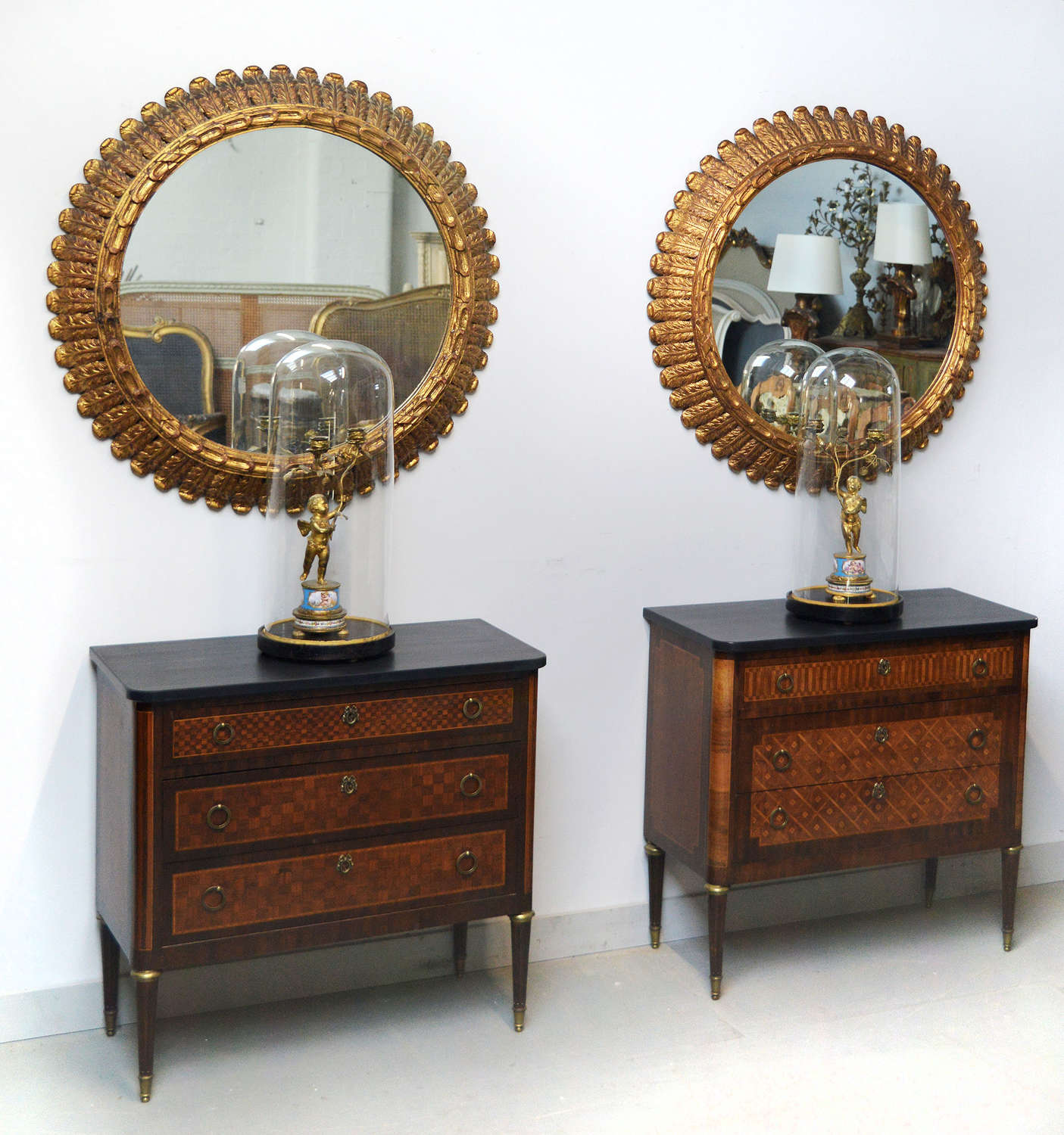 Pair of Mid Century Gilt Wood Mirrors