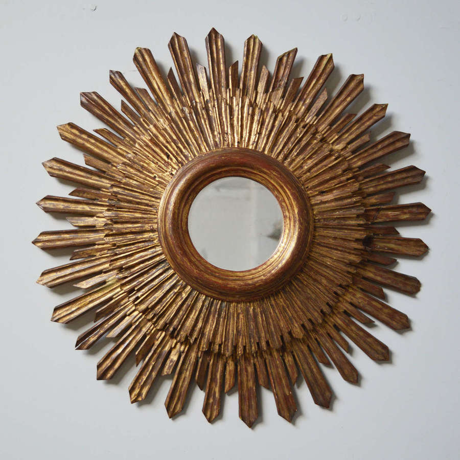 Mid Century Spanish Giltwood Sun Mirror
