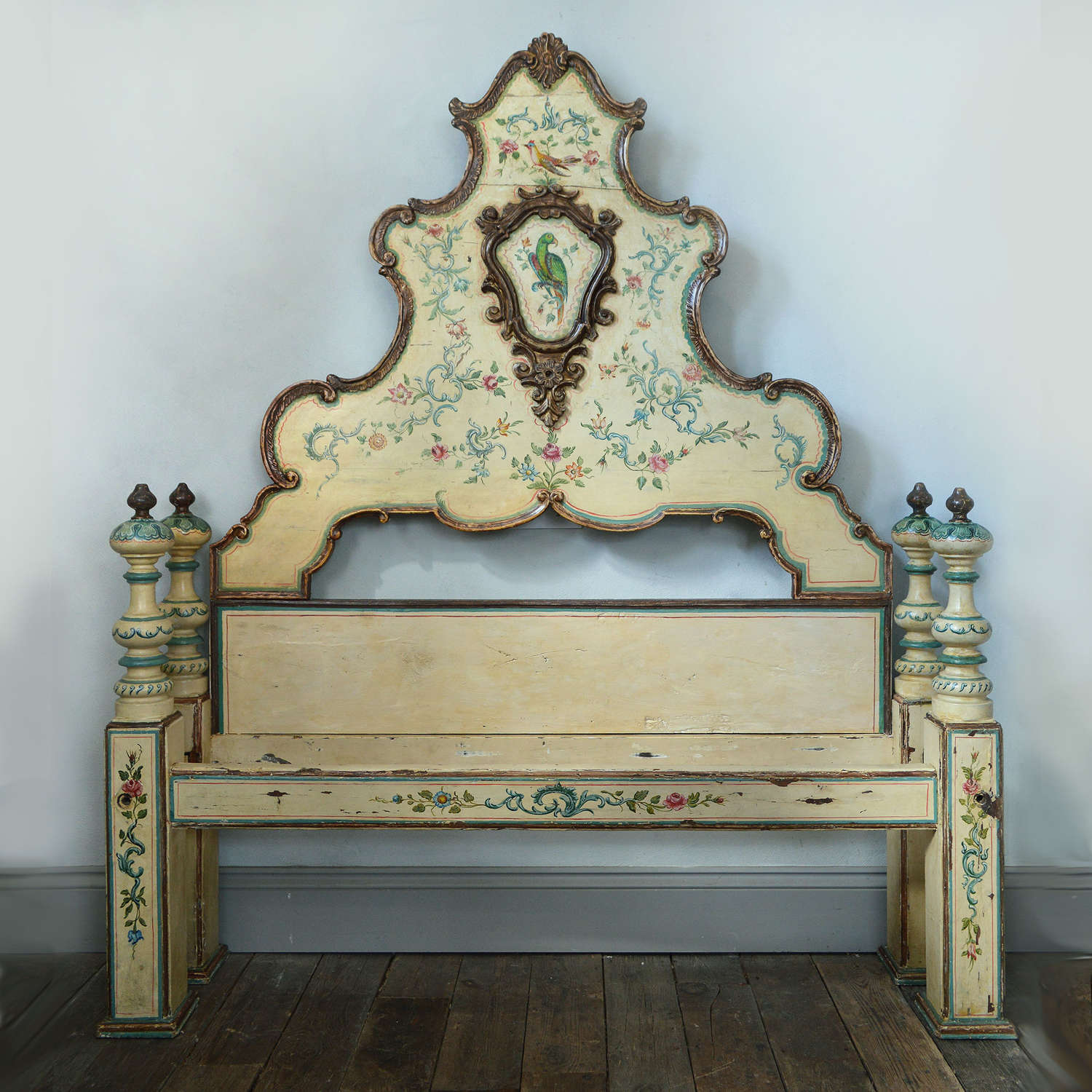 18th Century Italian Hand painted king size bedstead