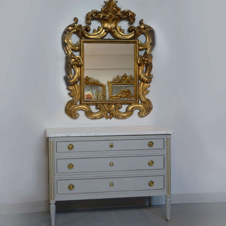 Small Louis XVI style marble top commode