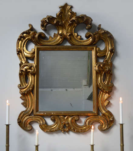 Oversize gilt wood Florentine Wall Mirror