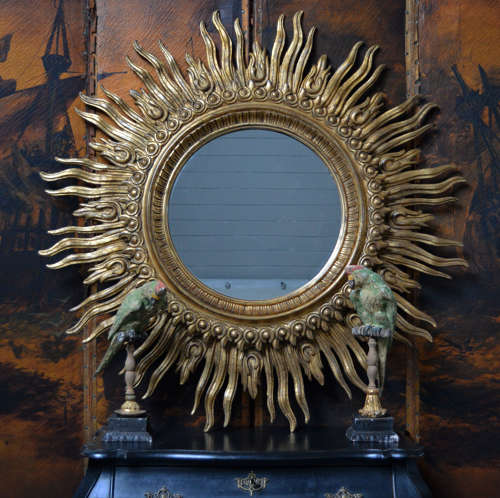 Giant Mid Century Giltwood Spanish Sun Mirror