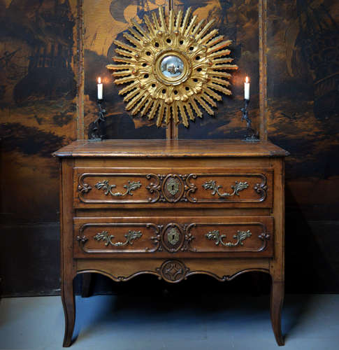 Mid Century gilt wood Spanish convex sun mirror