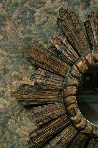 Mid century giltwood Spanish sun mirror