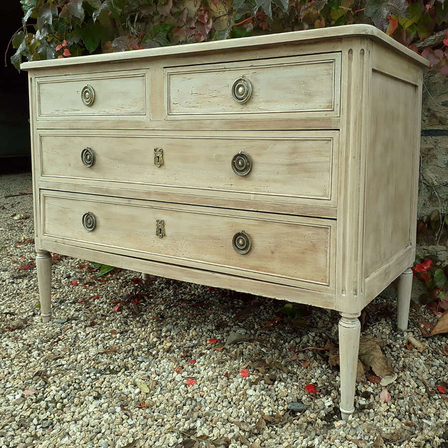 19th Century Louis XVI style bleached walnut commode