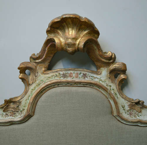 Venetian Super-king-size hand painted & gilt upholstered headboard