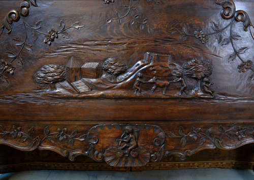 Large King size Provencal Hand carved bedstead