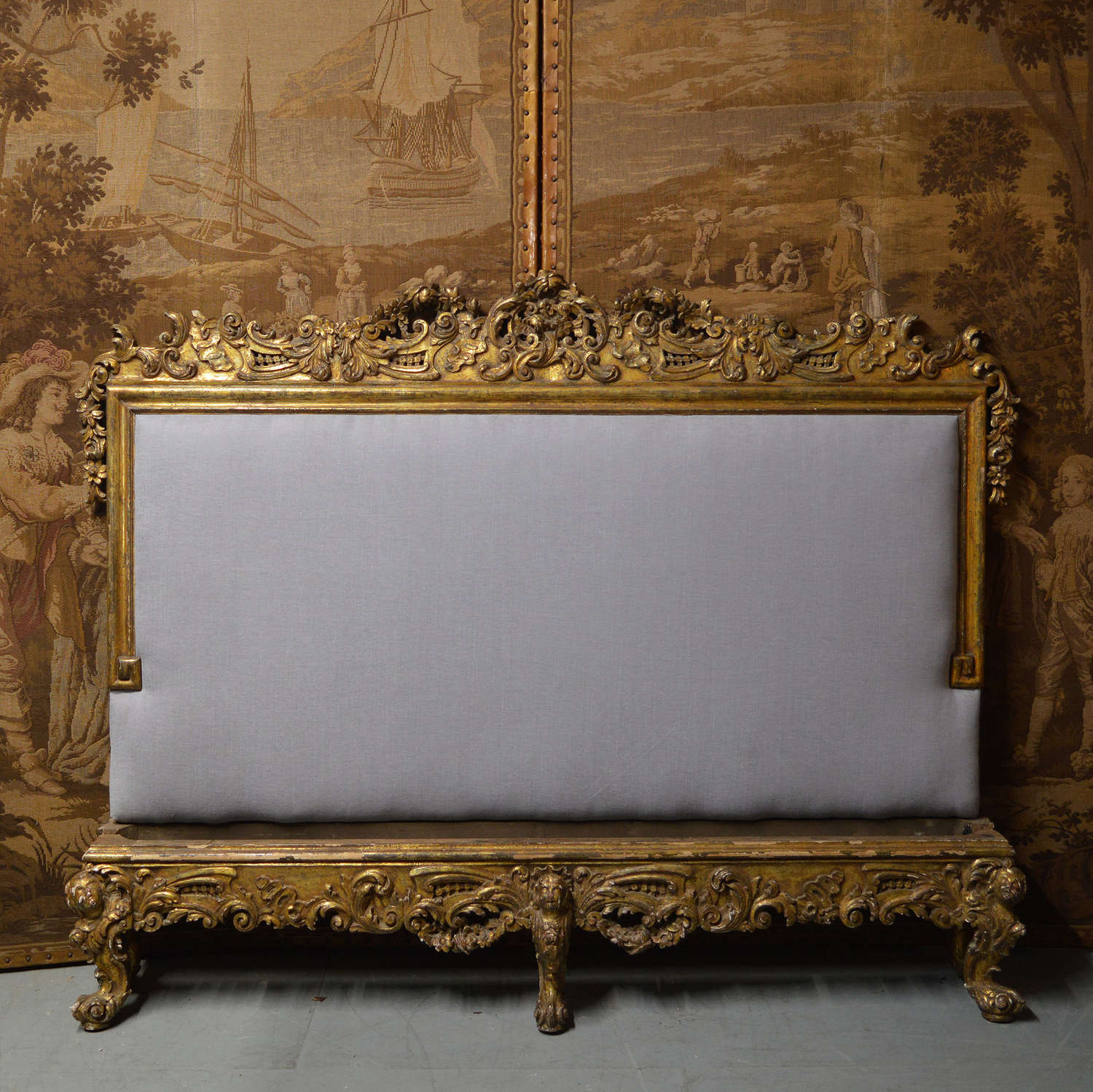 19th Century Italian Renaissance style giltwood bedstead