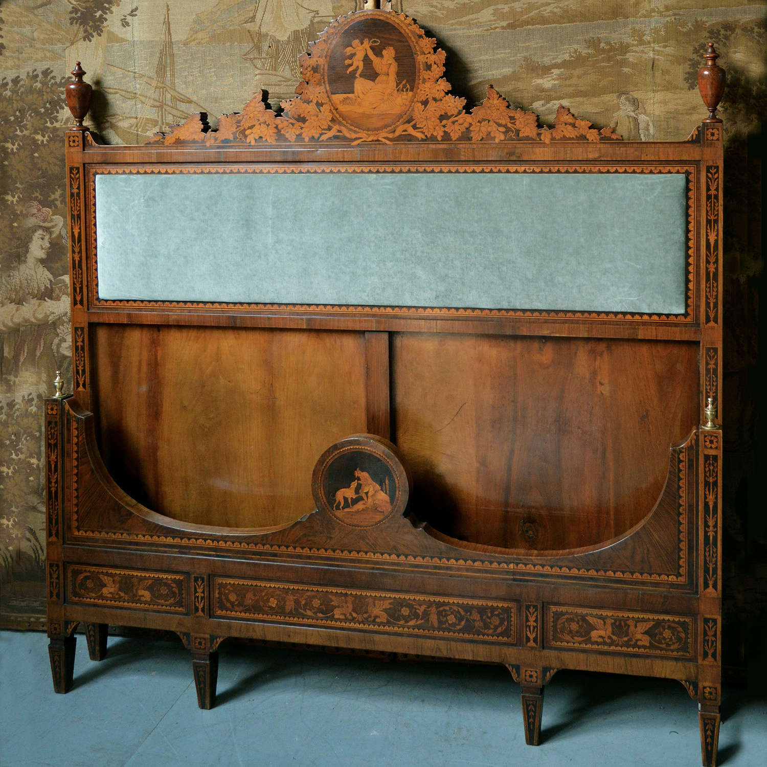 19th Century Neo-classical Marquetry king-size bedstead