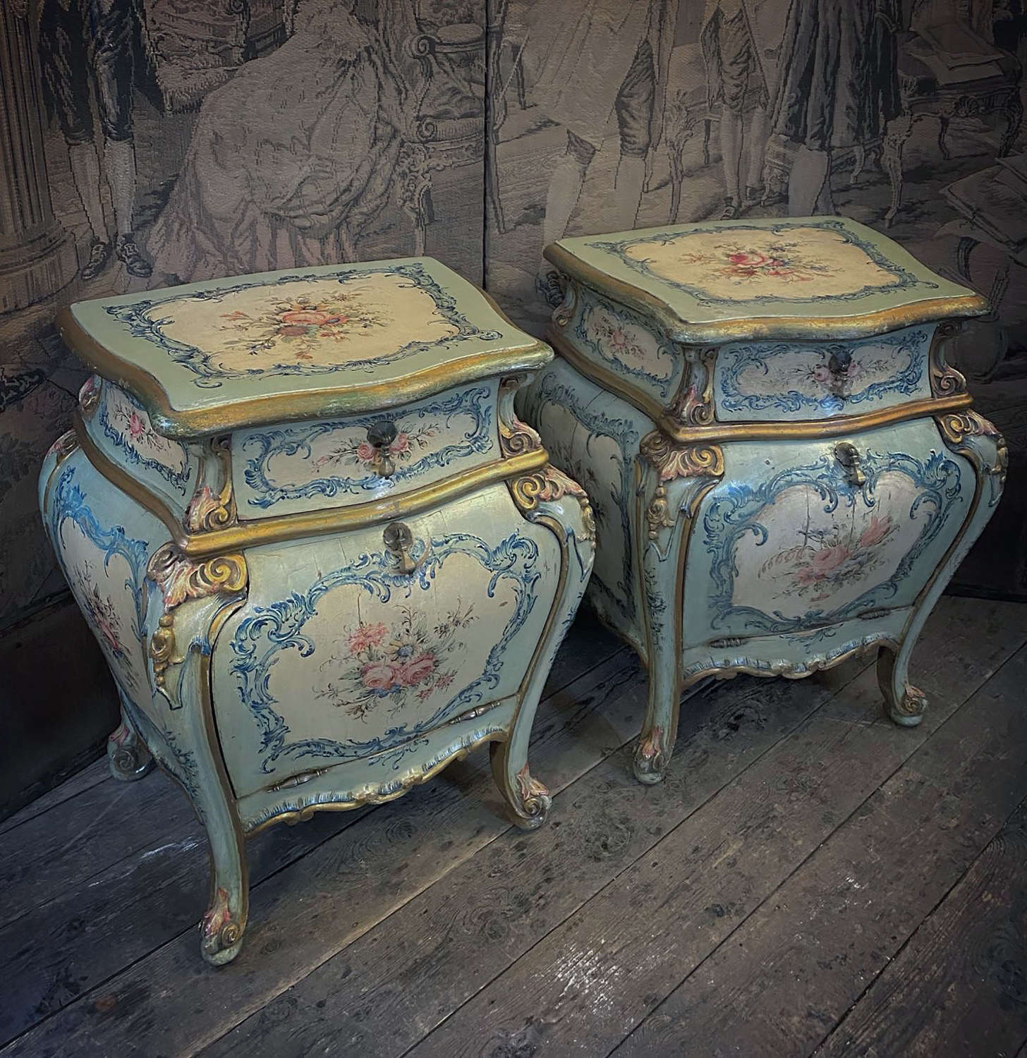 Pair of 19th Century Venetian Hand painted Bedsides