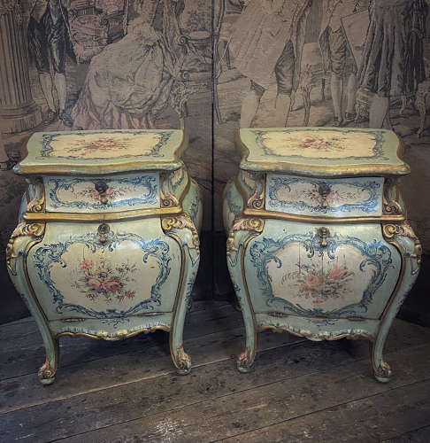 Pair of 19th Century Venetian Hand painted Bedsides