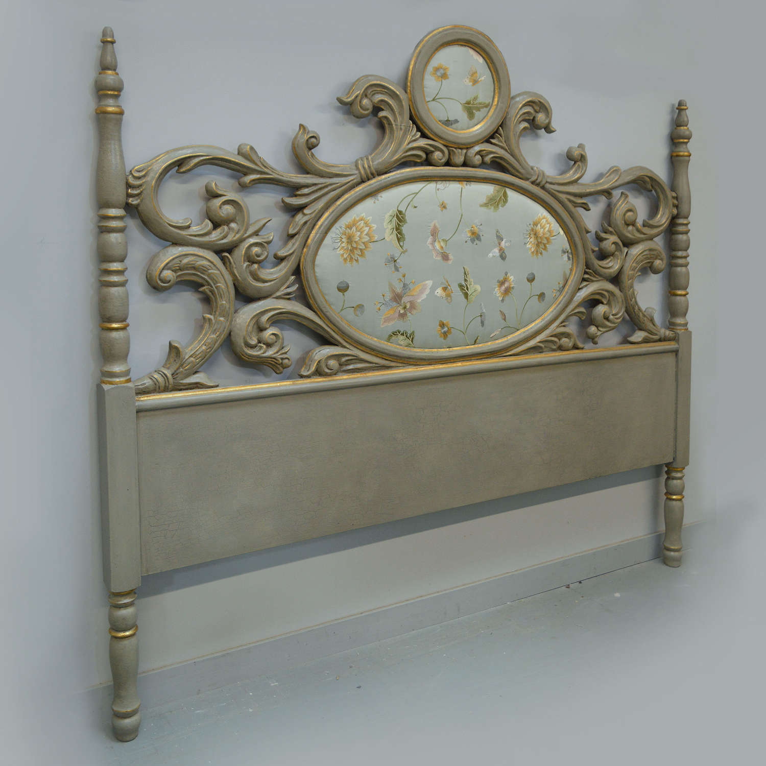 Large early 20th century Catalan carved wood headboard
