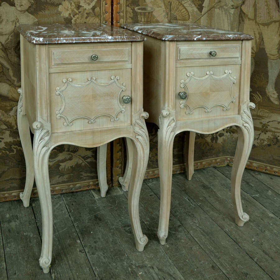 Pair of 19th Century Bleached walnut bedsides
