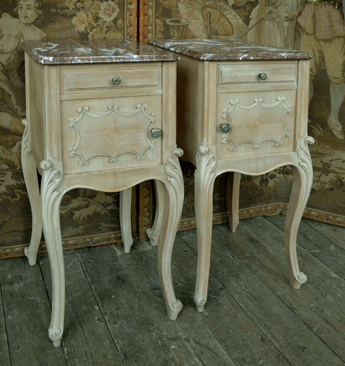 Pair of 19th Century Bleached walnut bedsides