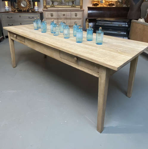 19th Century Bleached Oak Farmhouse Table