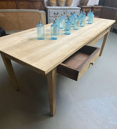 19th Century Bleached Oak Farmhouse Table